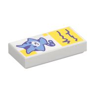 Visuel indicatif Rebrickable de Tuile 1 x 2 avec chaton bleu sable, notes violet foncé sur jaune (Tile 1 x 2 with Sand Blue Kitten, Dark Purple Notes on yellow Background Print)