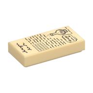Visuel indicatif Rebrickable de Tuile 1 x 2 avec Parchemin, Flacon, Notes motif imprimé (Tile 1 x 2 with Parchment, Flask, Notes Print)