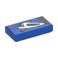 Visuel indicatif Rebrickable de Tuile 1 x 2 avec LEGO coffret Box, motif imprimé vaisseau spatial (Tile 1 x 2 with LEGO Set Box, Spaceship Print)