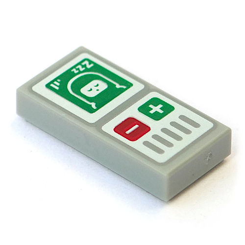 Visuel indicatif Rebrickable de Tuile 1 x 2 avec couchage espace classique bébé, rouge/vert boutons motif imprimé (Tile 1 x 2 with Sleeping Classic Space Baby, Red/Green Buttons Print)