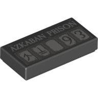 Visuel indicatif Rebrickable de Tuile 1 x 2 avec 'Azkaban Prison', Runes et '93' sur Motif imprimé carrés (Tile 1 x 2 with 'Azkaban Prison', Runes and '93' on Squares Print)
