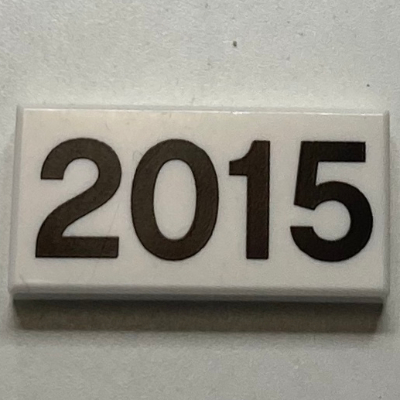 Visuel indicatif Rebrickable de Tuile 1 x 2 avec motif noir '2015' (Tile 1 x 2 with Black '2015' Pattern)