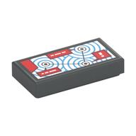 Visuel indicatif Rebrickable de Tuile 1 x 2 avec des carrés rouges, motif imprimé Flèches (Tile 1 x 2 with Red Squares, Arrows Print)