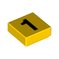 Visuel indicatif Rebrickable de Tuile 1 x 1 avec motif imprimé noir '1' (Tile 1 x 1 with Black '1' Print)