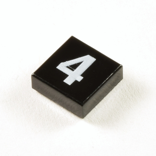 Visuel indicatif Rebrickable de Tuile 1 x 1 avec motif imprimé blanc '4' (Tile 1 x 1 with White '4' Print)