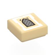 Visuel indicatif Rebrickable de Tuile 1 x 1 avec fenêtre arquée argentée, motif imprimé bord blanc (Tile 1 x 1 with Silver Arched Window, White Border Print)