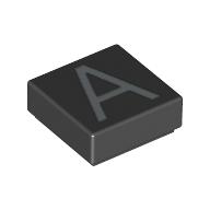 Visuel indicatif Rebrickable de Tuile 1 x 1 avec lettre majuscule Un motif imprimé (Tile 1 x 1 with letter Capital A Print)