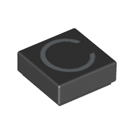 Visuel indicatif Rebrickable de Tuile 1 x 1 avec lettre majuscule C motif imprimé (Tile 1 x 1 with letter Capital C Print)