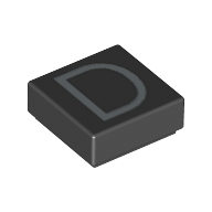 Visuel indicatif Rebrickable de Tuile 1 x 1 avec lettre majuscule D motif imprimé (Tile 1 x 1 with letter Capital D Print)