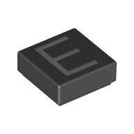 Visuel indicatif Rebrickable de Tuile 1 x 1 avec lettre majuscule E motif imprimé (Tile 1 x 1 with letter Capital E Print)