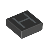 Visuel indicatif Rebrickable de Tuile 1 x 1 avec lettre majuscule H motif imprimé (Tile 1 x 1 with letter Capital H Print)