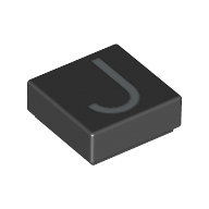 Visuel indicatif Rebrickable de Tuile 1 x 1 avec lettre majuscule J motif imprimé (Tile 1 x 1 with letter Capital J Print)