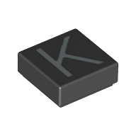 Visuel indicatif Rebrickable de Tuile 1 x 1 avec lettre majuscule K motif imprimé (Tile 1 x 1 with letter Capital K Print)