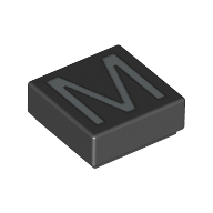 Visuel indicatif Rebrickable de Tuile 1 x 1 avec lettre majuscule M motif imprimé (Tile 1 x 1 with letter Capital M Print)