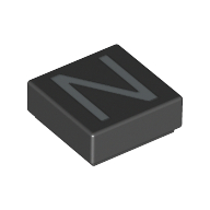 Visuel indicatif Rebrickable de Tuile 1 x 1 avec lettre majuscule N motif imprimé (Tile 1 x 1 with letter Capital N Print)