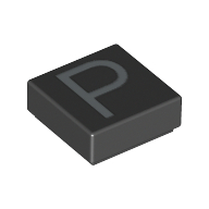 Visuel indicatif Rebrickable de Tuile 1 x 1 avec lettre majuscule P motif imprimé (Tile 1 x 1 with letter Capital P Print)