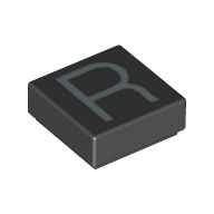 Visuel indicatif Rebrickable de Tuile 1 x 1 avec lettre majuscule R motif imprimé (Tile 1 x 1 with letter Capital R Print)