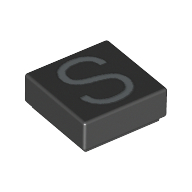Visuel indicatif Rebrickable de Tuile 1 x 1 avec motif imprimé majuscule s (Tile 1 x 1 with letter Capital S Print)