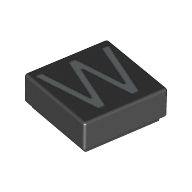 Visuel indicatif Rebrickable de Tuile 1 x 1 avec lettre majuscule W motif imprimé (Tile 1 x 1 with letter Capital W Print)