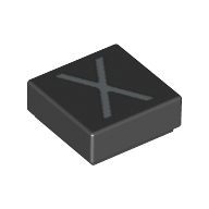 Visuel indicatif Rebrickable de Tuile 1 x 1 avec lettre majuscule X motif imprimé (Tile 1 x 1 with letter Capital X Print)