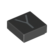 Visuel indicatif Rebrickable de Tuile 1 x 1 avec lettre majuscule Y motif imprimé (Tile 1 x 1 with letter Capital Y Print)