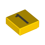 Visuel indicatif Rebrickable de Tuile 1 x 1 avec motif imprimé numéro 1 argent (Tile 1 x 1 with Silver Number 1 Print)