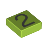 Visuel indicatif Rebrickable de Tuile 1 x 1 avec motif imprimé numéro 2 argent (Tile 1 x 1 with Silver Number 2 Print)