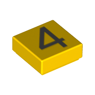 Visuel indicatif Rebrickable de Tuile 1 x 1 avec motif imprimé numéro 4 argent (Tile 1 x 1 with Silver Number 4 Print)