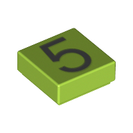 Visuel indicatif Rebrickable de Tuile 1 x 1 avec motif imprimé numéro 5 argent (Tile 1 x 1 with Silver Number 5 Print)