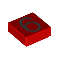 Visuel indicatif Rebrickable de Tuile 1 x 1 avec motif imprimé numéro 6 argent (Tile 1 x 1 with Silver Number 6 Print)