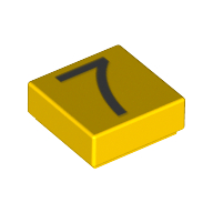 Visuel indicatif Rebrickable de Tuile 1 x 1 avec motif imprimé numéro 7 en argent (Tile 1 x 1 with Silver Number 7 Print)