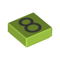 Visuel indicatif Rebrickable de Tuile 1 x 1 avec motif imprimé numéro 8 argent (Tile 1 x 1 with Silver Number 8 Print)