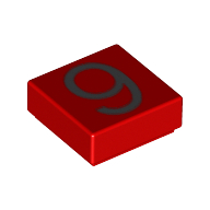 Visuel indicatif Rebrickable de Tuile 1 x 1 avec motif imprimé numéro 9 argent (Tile 1 x 1 with Silver Number 9 Print)