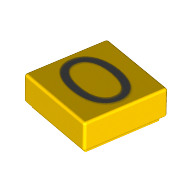 Visuel indicatif Rebrickable de Tuile 1 x 1 avec motif imprimé numéro 0 argent (Tile 1 x 1 with Silver Number 0 Print)