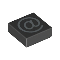Visuel indicatif Rebrickable de Tuile 1 x 1 avec motif imprimé Argent '@' (Tile 1 x 1 with Silver '@' Print)