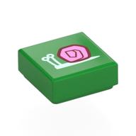 Visuel indicatif Rebrickable de Tuile 1 x 1 avec escargot vert d’eau clair, maison rose foncé/rouge foncé (gris) imprimé (Tile 1 x 1 with Light Aqua Snail, Dark Pink/Dark Red House (Gary) Print)