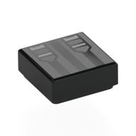 Visuel indicatif Rebrickable de Tuile 1 x 1 avec rayures gris foncé, fermoirs motif imprimé (Tile 1 x 1 with Dark Bluish Grey Stripes, Clasps Print)