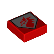 Tuile 1 x 1 avec motif imprimé Dragon Rouge sur Bouclier Gris Foncé (Tile 1 x 1 with Red Dragon on Light Bluish Grey Shield Print)