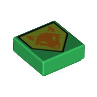 Tuile 1 x 1 avec Bouclier avec motif imprimé tête de renard (Tile 1 x 1 with Shield with Fox Head Print)