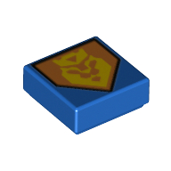 Tuile 1 x 1 avec symbole du roi jaune sur motif imprimé Bouclier Pentagoneal orange (Tile 1 x 1 with Yellow King Symbol on Orange Pentagonal Shield Print)