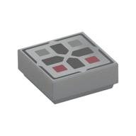 Visuel indicatif Rebrickable de Tuile 1 x 1 avec Croix Noire, Gris Foncé/Rouge Foncé Bouton imprimé (Tile 1 x 1 with Black Cross, Dark Bluish Grey/Dark Red Button Print)