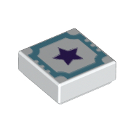 Visuel indicatif Rebrickable de Tuile 1 x 1 avec contour azur moyen et motif imprimé étoile violet foncé (Tile 1 x 1 with Medium Azure Outline and Dark Purple Star Print)