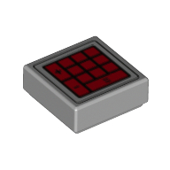 Tuile 1 x 1 avec le modèle imprimé de clavier de calculatrice rouge (Tile 1 x 1 with Red Calculator Keypad Print)