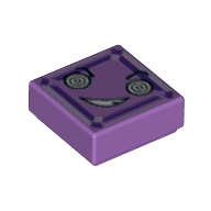 Visuel indicatif Rebrickable de Tuile 1 x 1 avec motif imprimé Visage avec yeux hypnotiques et sourire tordu (Kryptomite) (Tile 1 x 1 with Face with Hypnotic Eyes and Crooked Smile (Kryptomite) Print)