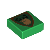 Tuile 1 x 1 avec Bouclier avec motif imprimé tête de cerf (Tile 1 x 1 with Shield with Deer Head Print)