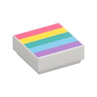 Visuel indicatif Rebrickable de Tuile 1 x 1 avec motif imprimé arc-en-ciel, rouge sable, jaune, azur foncé, bleu moyen, violet foncé (Tile 1 x 1 with Rainbow, Sand Red, Yellow, Dark Azure, Medium Blue, Dark Purple Print)