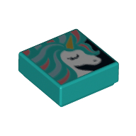 Visuel indicatif Rebrickable de Tuile 1 x 1 avec motif imprimé de peinture de licorne (Tile 1 x 1 with Unicorn Painting Print)