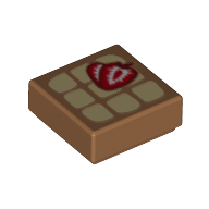 Visuel indicatif Rebrickable de Tuile 1 x 1 avec Gaufre, Motif imprimé fraises (Tile 1 x 1 with Waffle, Strawberries Print)