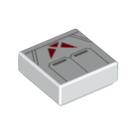 Visuel indicatif Rebrickable de Tuile 1 x 1 avec motif imprimé gris bleuté clair, triangles rouges (Tile 1 x 1 with Light Bluish Grey, Red Triangles Print)