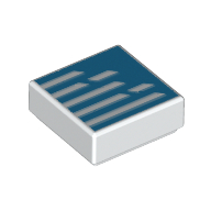Visuel indicatif Rebrickable de Tuile 1 x 1 avec carré bleu, motif imprimé lignes blanches (Tile 1 x 1 with Blue Square, White Lines Print)